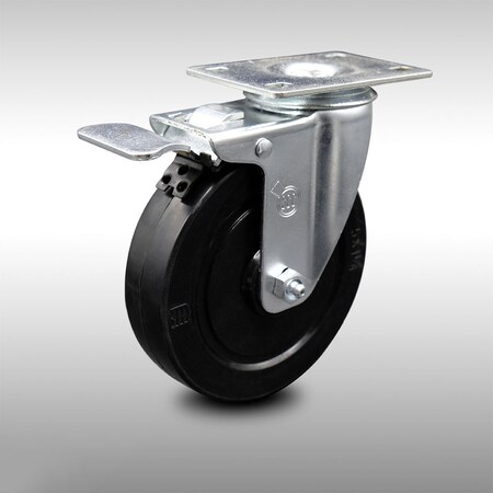 Service Caster 5 Inch SS Soft Rubber Top Plate Caster with Total Lock Brake SCC-SSTTL20S514-SRS